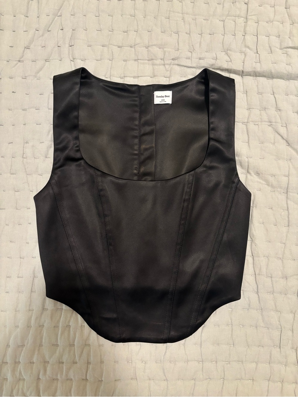 Sunday Best Satin Corset Crop Top in Black